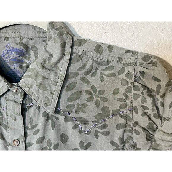 Twenty X Size S Western Shirt Button Down Pearl Snap Cowgirl Green Purple - Picture 4 of 9